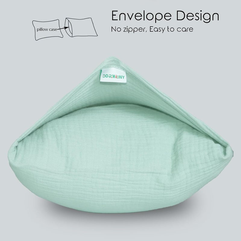 Dormlony Organic Cotton Muslin Mini Pillowcases with Envelope Design,2 Pack Ultra Breathable Kids Toddler Pillowcases for Boys and Girls- 13 x 18 inches (Blue) - Image 3